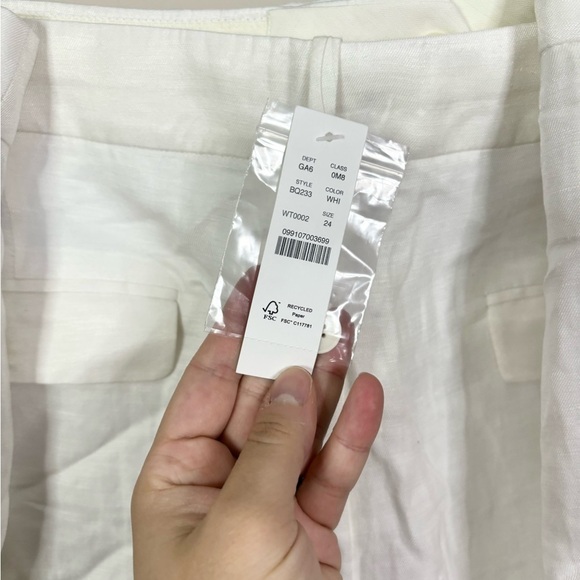 J Crew white high rise pleated short chelsea linen-cupro blend plus size 24 new - Picture 3 of 8